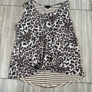 Eclipse Animal Print Twist Front Tank Top